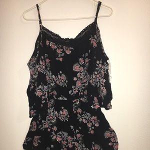 Black floral romper